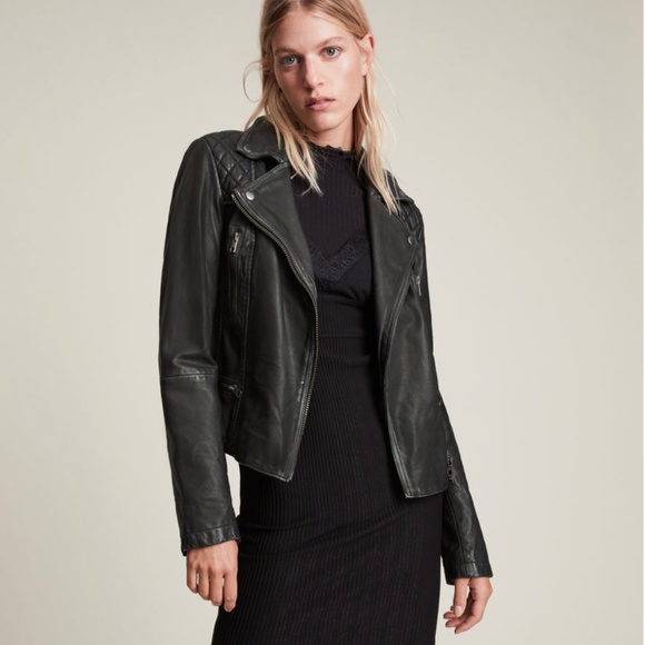 All Saints Leather Cargo Biker Jacket US 2 - Picture 15 of 16